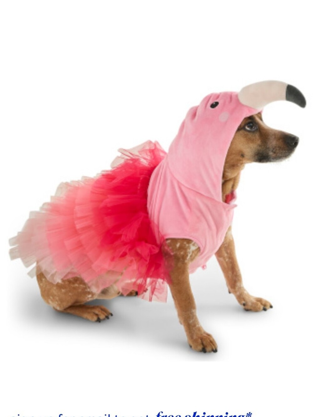Pink Flamingo Plush Dog Costume With Tulle Tail